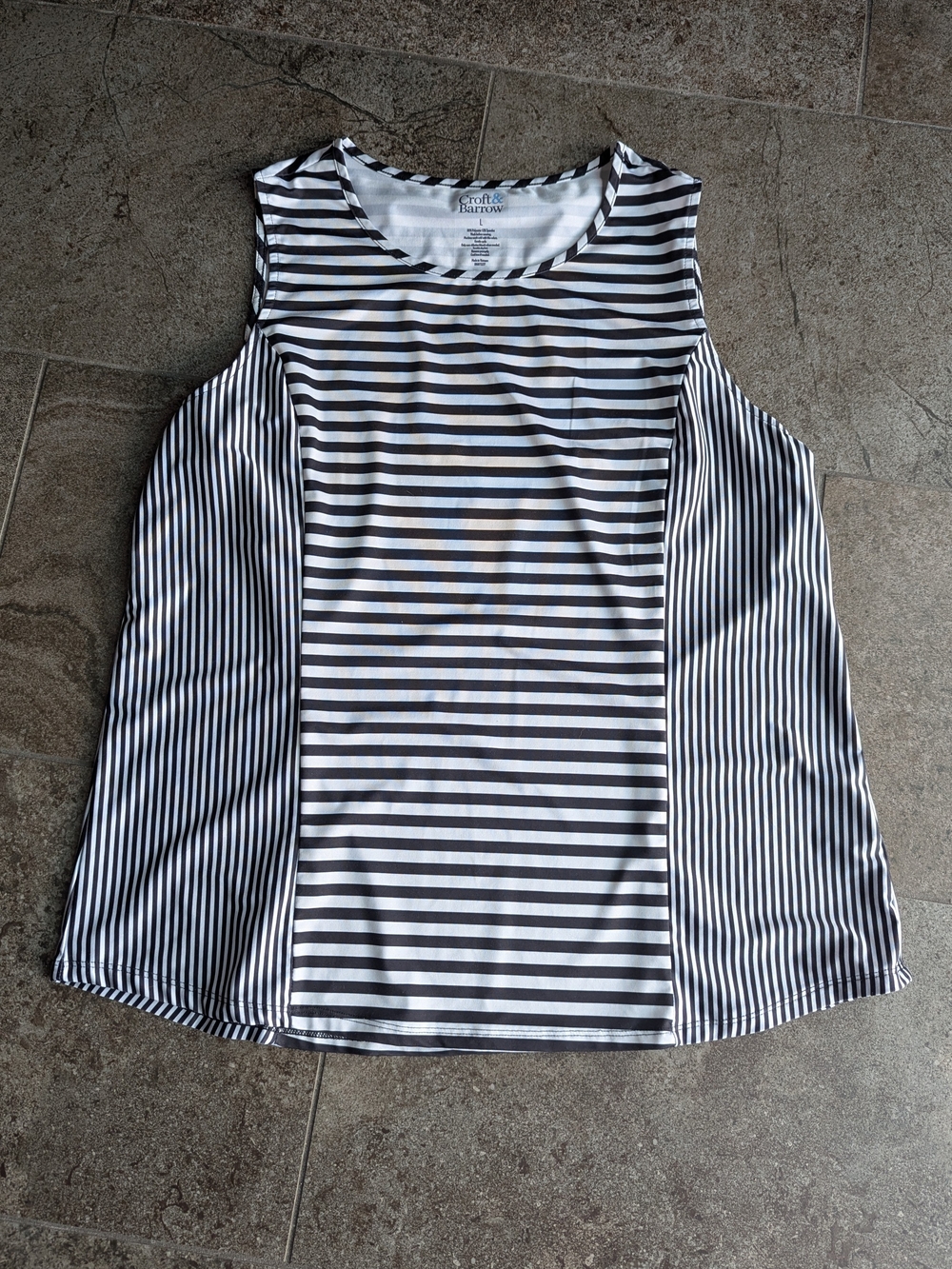 Croft & Barrow Black and White Striped Sleeveless Tank Top